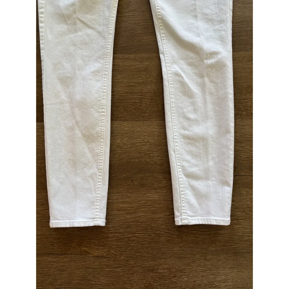 7‎ For All Mankind Women Jeans 28 White High Rise Crop Skinny Stretch Button fly